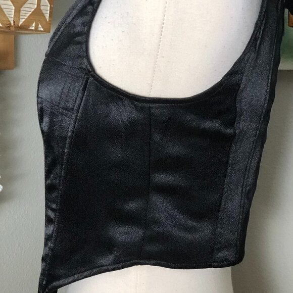 Future Collective Kahlana Barfield Black Zip Satin Bustier - NWT's Whimsigoth - Picture 5 of 11